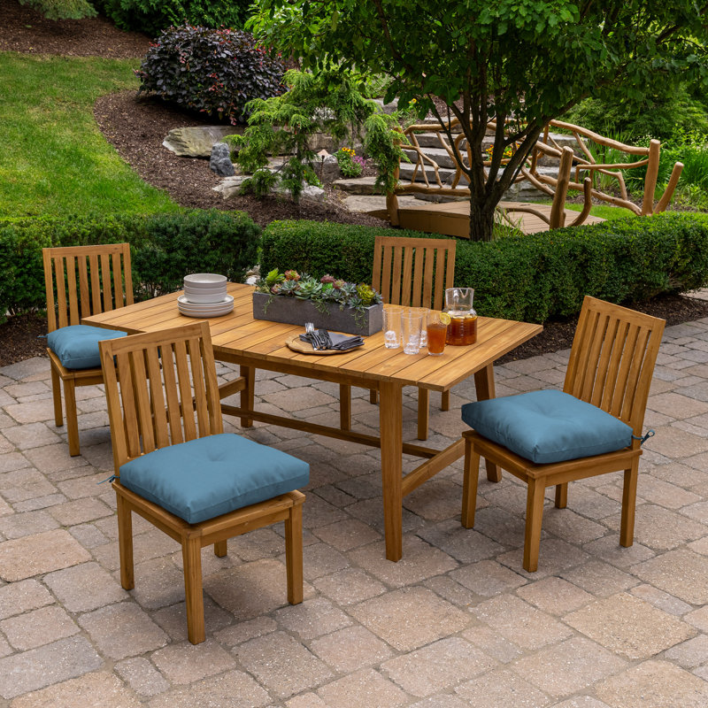 French Blue Tufted Outdoor Rocking Chair Cushion with Polyester Fill