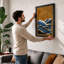 Great Wave Rising Japandi - Framed Print-133755332-133755338