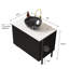 Meuble-lavabo de salle de bain 30 po avec lavabo, meuble de rangement autoportant avec 2 portes, lavabo en céramique avec motif en pierre et comptoir en pierre frittée blanc de Carrare, sans robinet, couleur noire