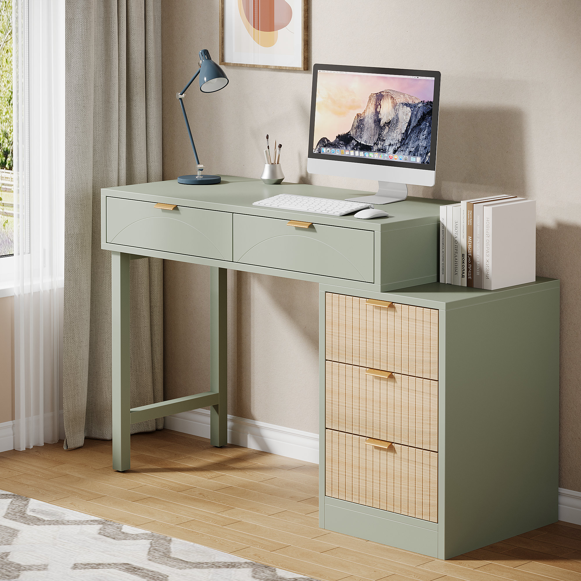 Ebern Designs Small Computer Desk With Drawers | Wayfair