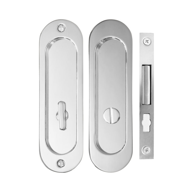 Pocket Door Hardware- Privacy, Polish Stainless Steel