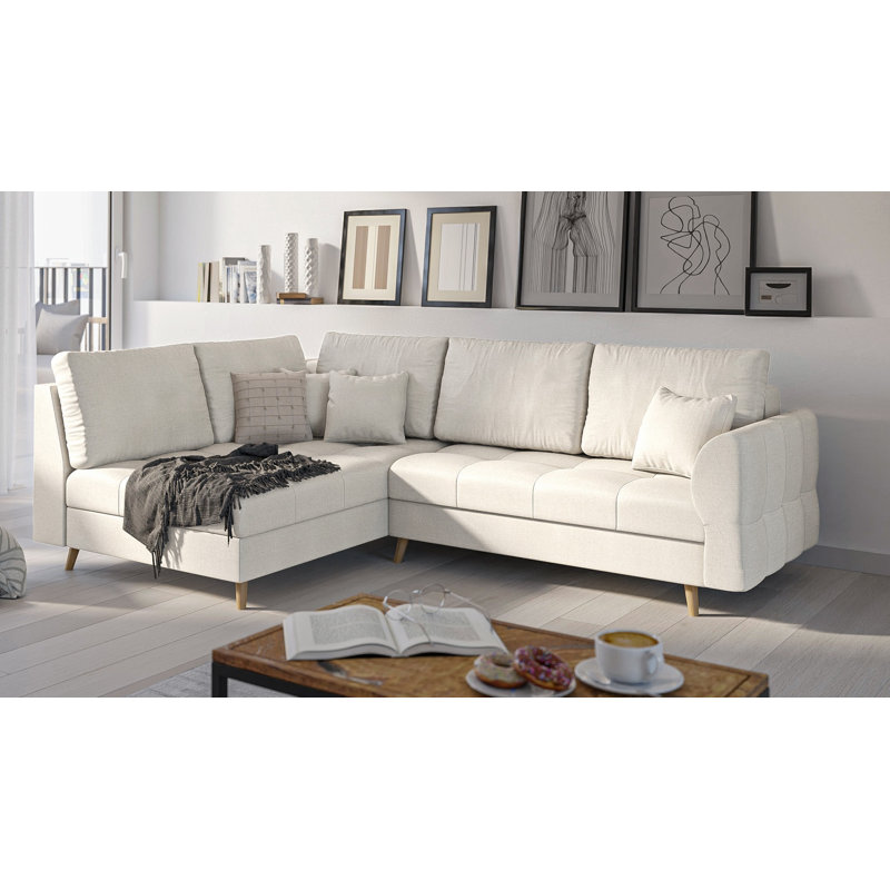 Scandinavian Corner Sofa, Ecru, Left Hand Facing