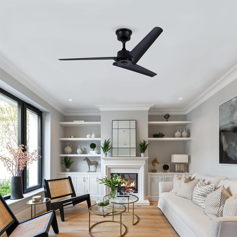 52” Black Built-in Ceiling Fan With Remote Control