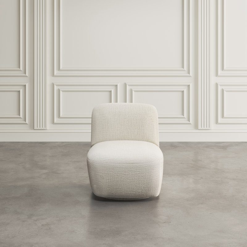 Ilmie Upholstered Swivel Slipper Chair, Snow 