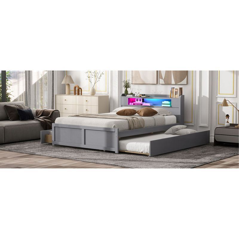 Lit plateforme en bois Casidhe, Gris