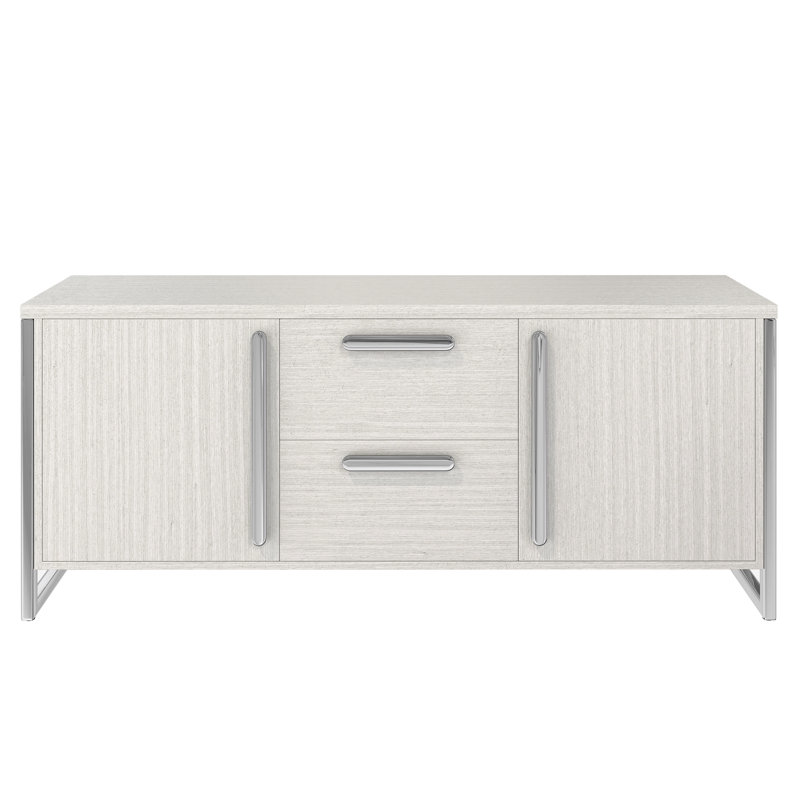 Cream and Silver 76'' Ash Wood Sideboard with Steel Accents