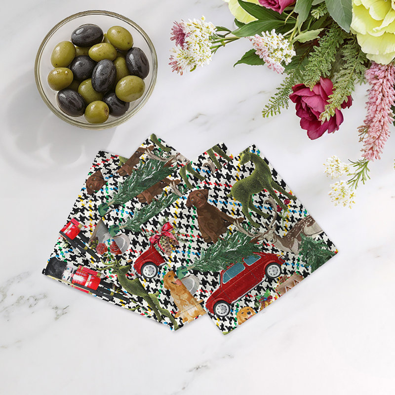 Ultimate Christmas Cotton Sateen Cocktail Napkins, Multi Plaid