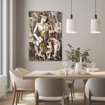 1 pièce, reproduction d'art sur toile encadrée joueur de violon, composition abstraite géométrique, art mural de style cubiste, décoration murale, parfaite pour la décoration de pièce dans le salon, la chambre à coucher, le bureau, la cuisine, la salle de bain, la décoration intérieure, décoration murale rustique et moderne idéale pour la maison