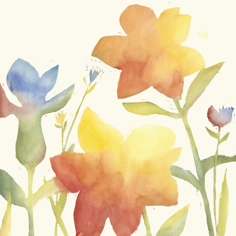 Aquarelle florale I, H 12 po x l 12 po x P 1,25 po