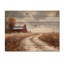 Windy Prairie Leaves Path To The Farm III - Impression sur bois de feuilles - sur bois de pin naturel-1290486214