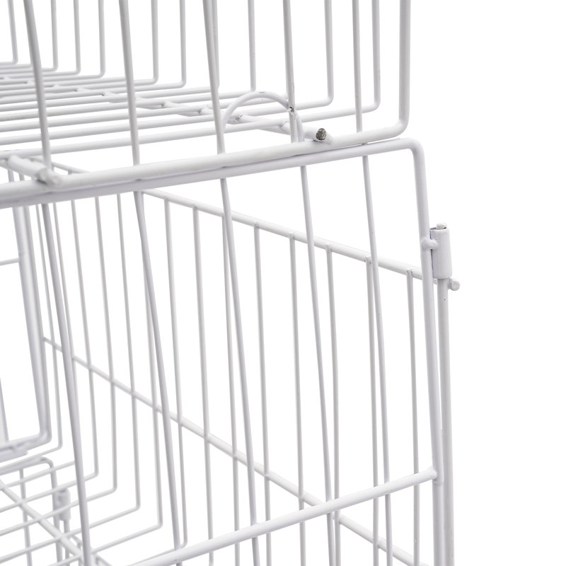 Picrin 18.89'' W Iron Shelving Unit with Wheels, White