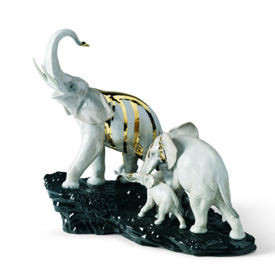 Celebration Elephants on Rock Figurine