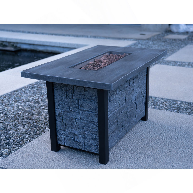44" W X 25" H Outdoor Patio Propane Gas Fire Pit Table - 50,000 BTU High-Temperature-Resistant Carving Process For Environmentally Friendly Materials With The Effect Of Cultured Stone