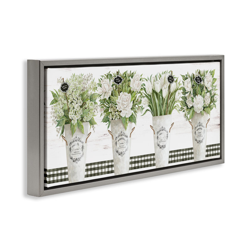 Marche aux Fleurs Floating Frame, design by Cindy Jacobs, Luster Gray Floater Frame, 14" H x 31" W