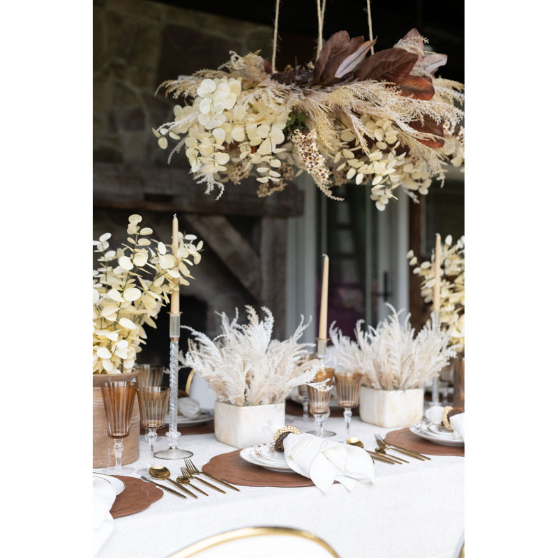 Whispy Pampas in Marble Pot