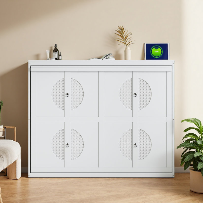 Murphy Bed Wall Bed, White, Queen