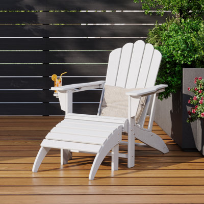 Lucus All-Weather Poly Adirondack Chair with Ottoman