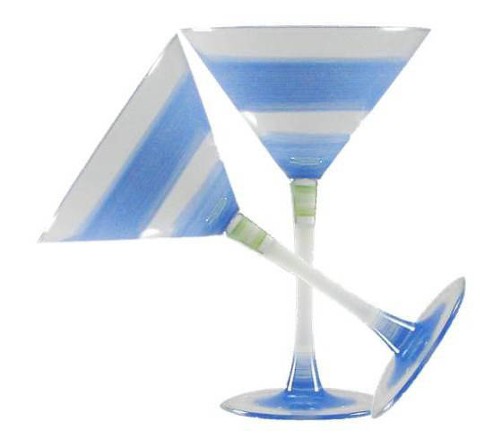 Cottage rétro à rayures 7 oz. Verre à martini, Bleu