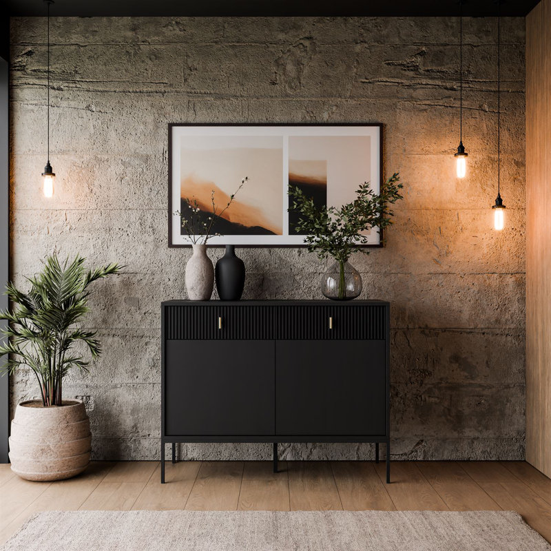 MIDNIGHT 104cm Sideboard, Black/Black Matte