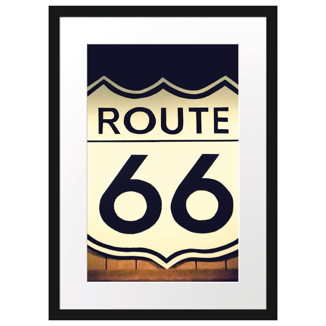 Gerahmtes Poster Modernes Route 66 Schild