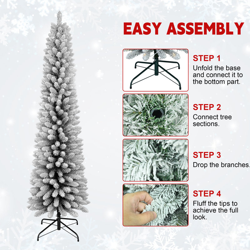 Arbre à crayons floqué Snow-Kissed - Conception mince avec embouts en PVC et support en métal robuste
