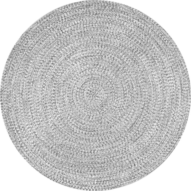 Edie Braided Indoor/Outdoor Rug, Round 4', Gray Silver