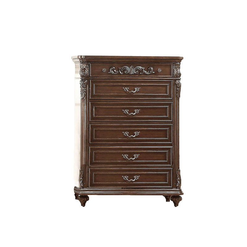 Commode en bois avec 5 tiroirs en brun