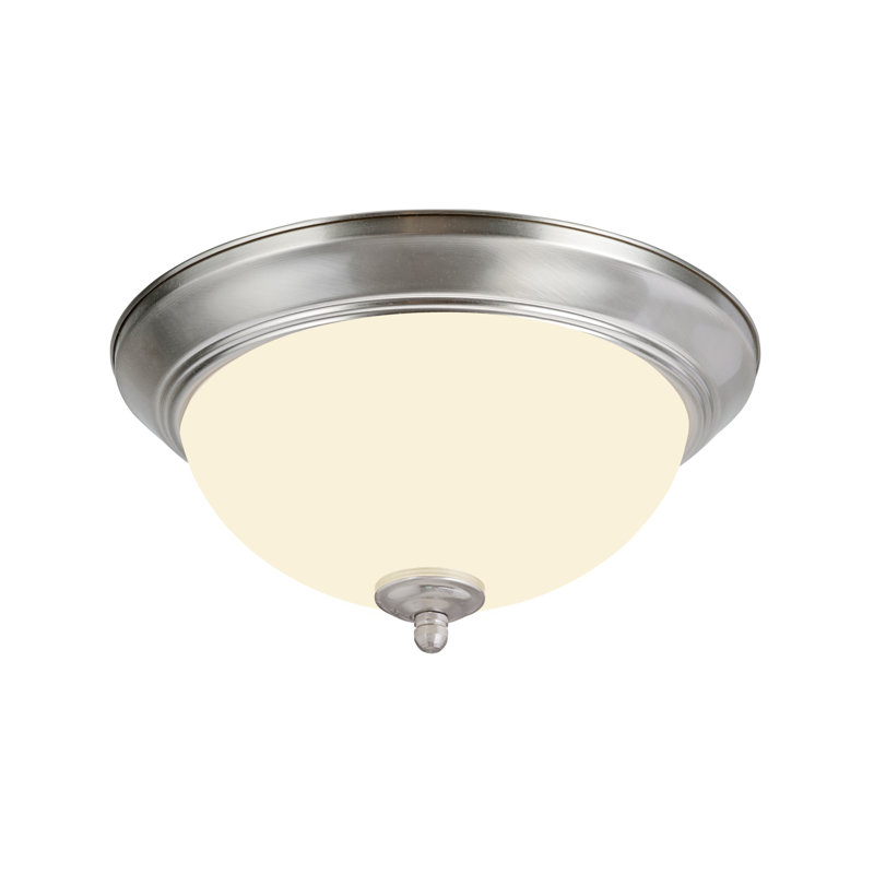 Plafonnier encastré 1 lumière DEL, Nickel satiné, H 5,5 po x l 13 po x P 13 po
