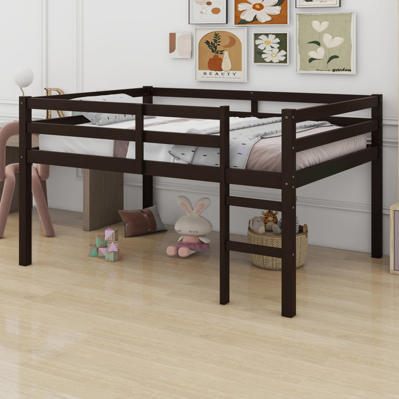 Lit mezzanine en bois avec échelle, Espresso