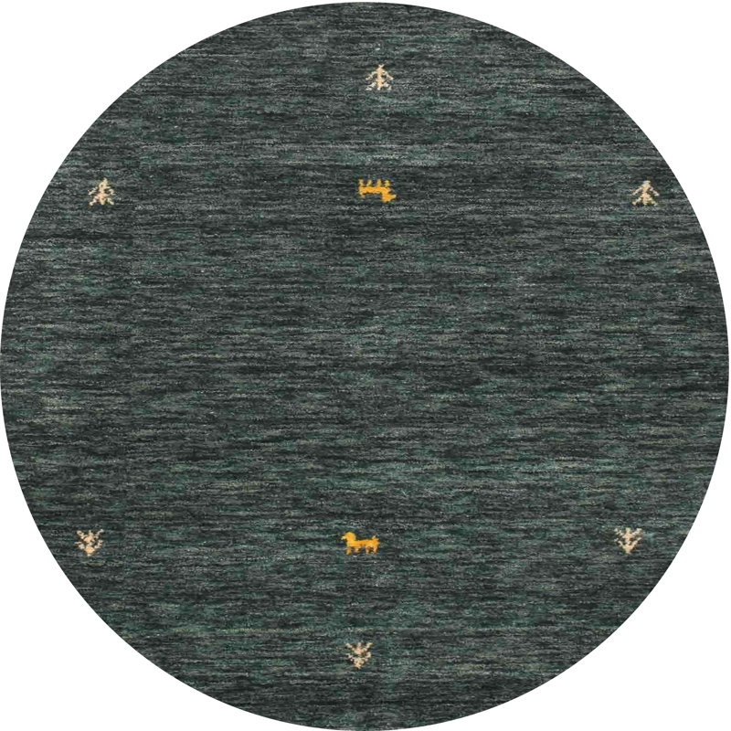 Tapis gris/vert d’olive contemporaine Stegeman, Rond 5 pi