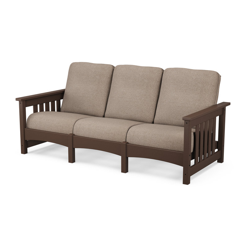 Club Mission Sofa, Mahogany Frame/Spiced Burlap Cushion