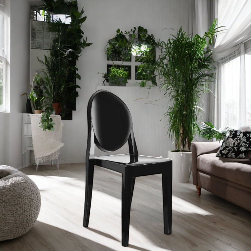 Modway Casper Modern Acrylic Stacking Dining Armchairs, Black, 1