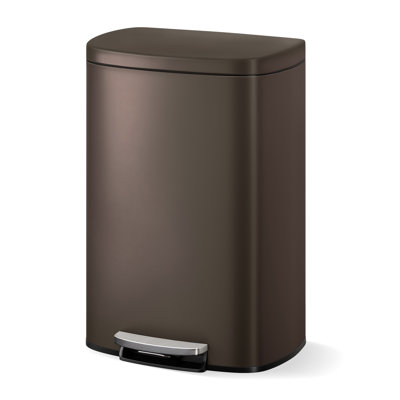 Brown 13.2 Gallon (50L) Step Pedal Stainless Steel Kitchen Trash Can with Soft-Close Lid, Removable Inner Bucket & Large Capacity for Kitchen, Bathroom or Living Room, Brown