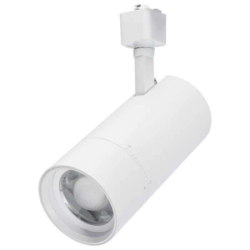 Tête de rail à DEL 30 watts 20 à 50 degrés à faisceau réglable, Blanc mat