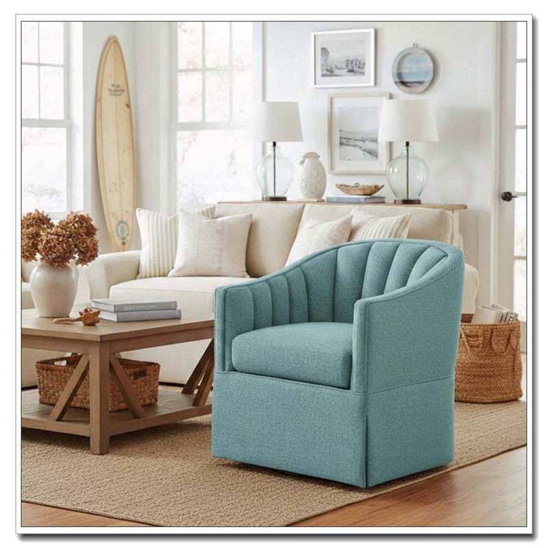 Fauteuil d'appoint pivotant à jupe, Bleu clair
