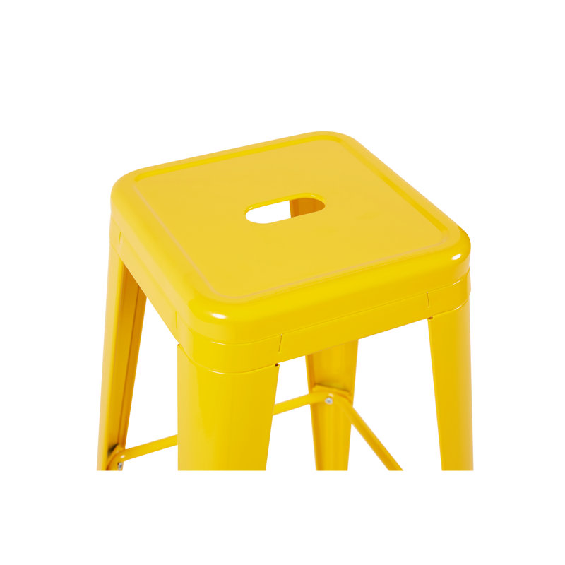 Tabourets de bar en métal de 30 pouces à hauteur de comptoir sans dossier en jaune, de 4, non empilables, amovibles, assemblables, pour îlot de cuisine, bar, salle à manger, stable et grande capacité de charge amovible et facile