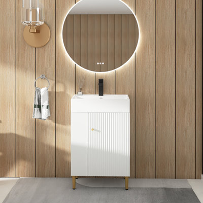 22" Freestanding Single Bathroom Vanity With Sink And Side Storage