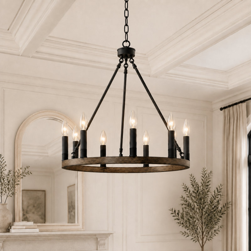 9-Lights Waggon Wheel Chandelier
