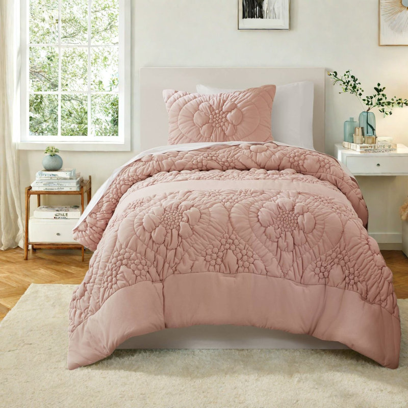 Ensemble de literie rose romantique, très grand confort en polyester, utilisation toutes saisons