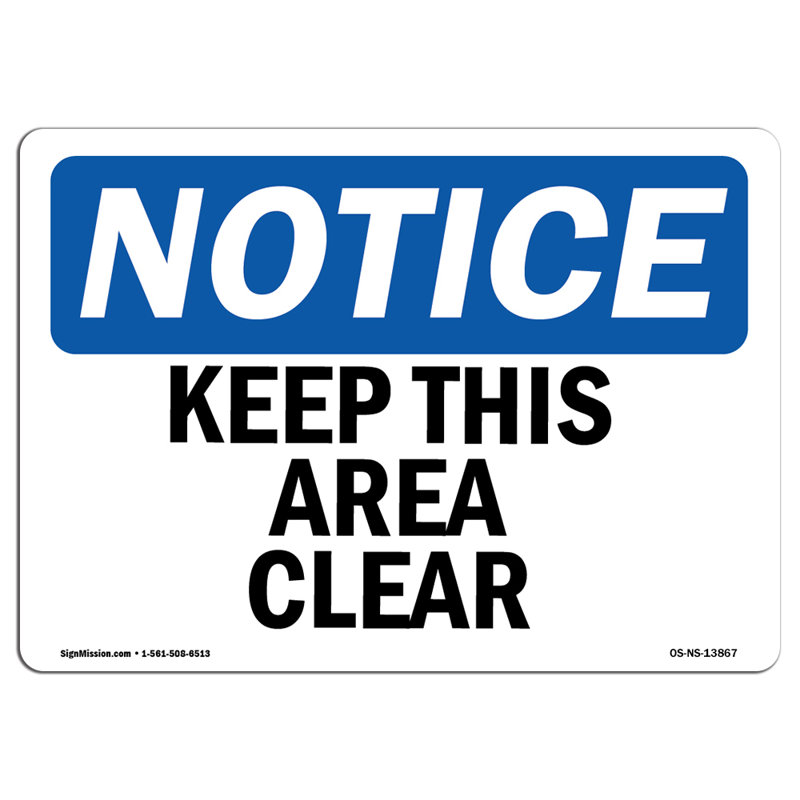 Keep This Area Clear Decal 14" X 10"