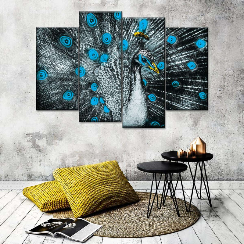 «Peacock Feathers Pop», reproduction d'art sur toile, H 32 po x l 52 po x P 1,25 po