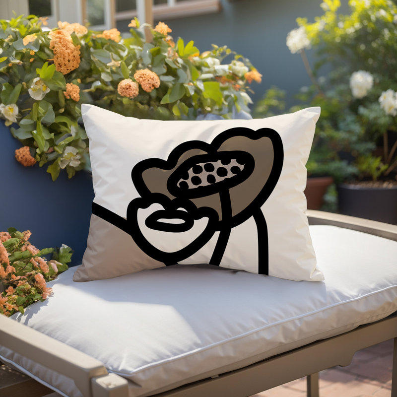 Coussin lombaire réversible intérieur / extérieur Jai Abstract, H 14 po x l 20 po, Beige