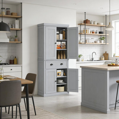 Freestanding Colonial-Style Kitchen Pantry Vickey with Adjustable Shelves and Spacious Storage, Perfect for Home Organization