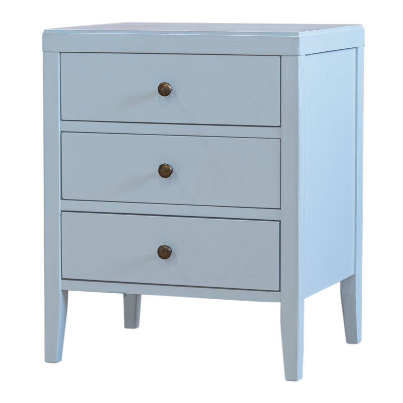 Table de chevet en bois Rushville, Bleu