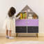 Organisateur de rangement et bibliothèque Harper avec 2 bacs en tissu, violet / blanc