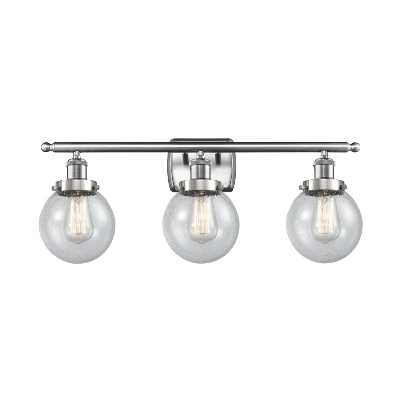 Éclairage pour salle de bain 3 lumières Chippewa, Incandescente, Granuleux, Nickel satiné brossé
