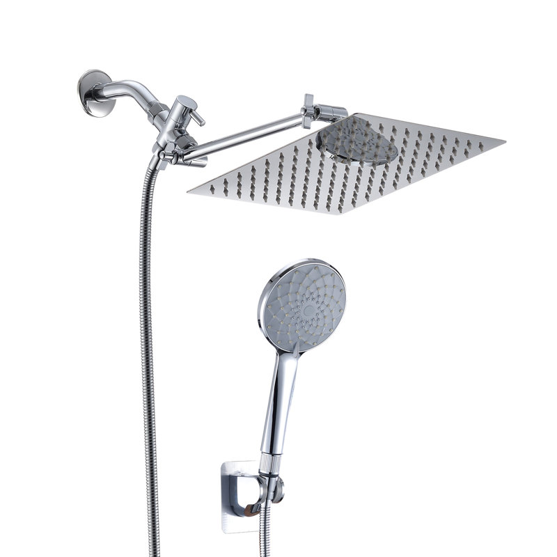 Shower Head Bundle: 10 Inch Rainfall & Handheld With 11 Arm, 6 Settings, Leak Design, Corrosion Stainless Steel, Wall Mounted Square Assortment: Modes, Clogging,