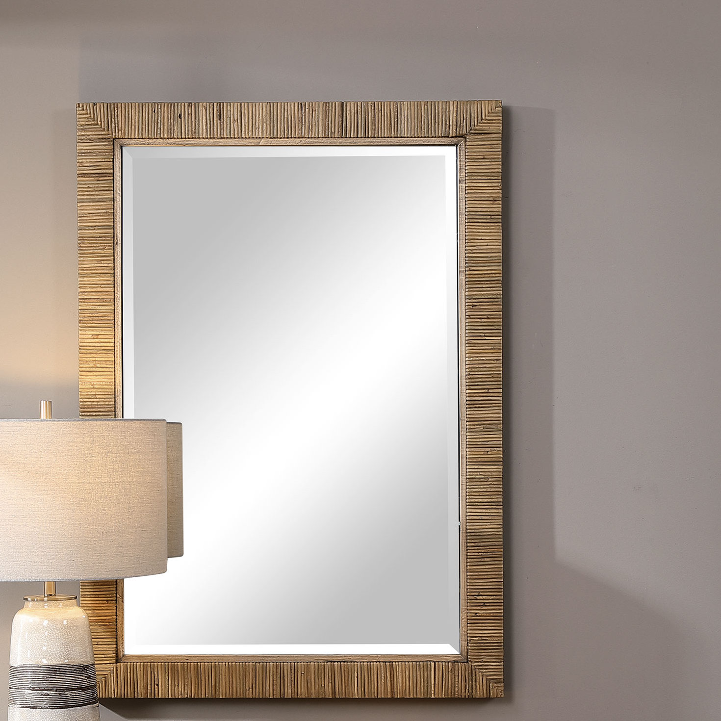 Adrianne 29" Solid Wood Accent Mirror, Brown