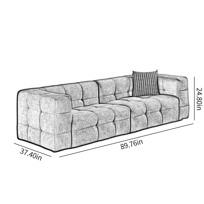 Modern Simple Cream Style Triple Sofa, Dark Gray