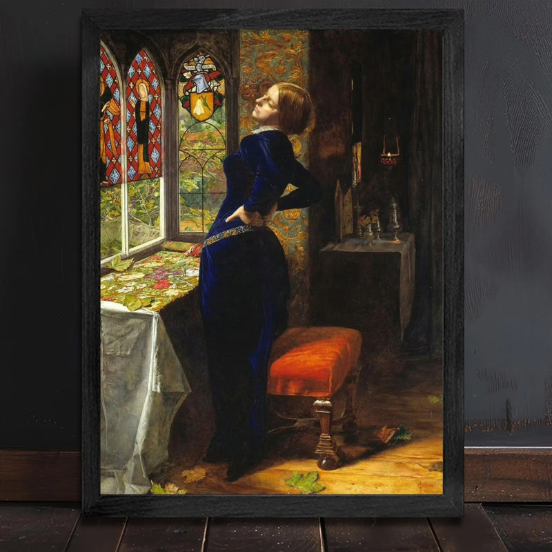 Reproduction d'art encadrée pour femme, robe bleue moderne prête à être suspendue, impression haute définition sur toile